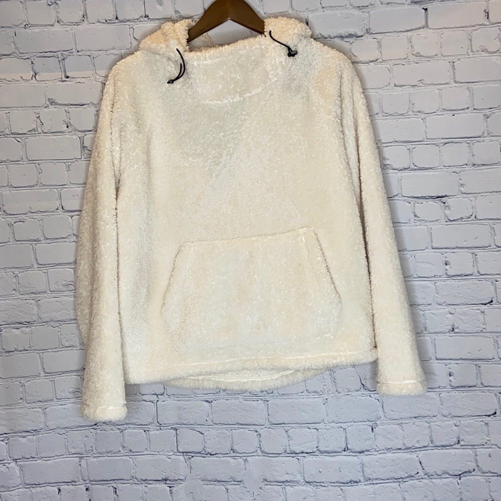 PINK Victoria’s Secret Cream Fleece Hooded Pullover - Picture 2 of 7